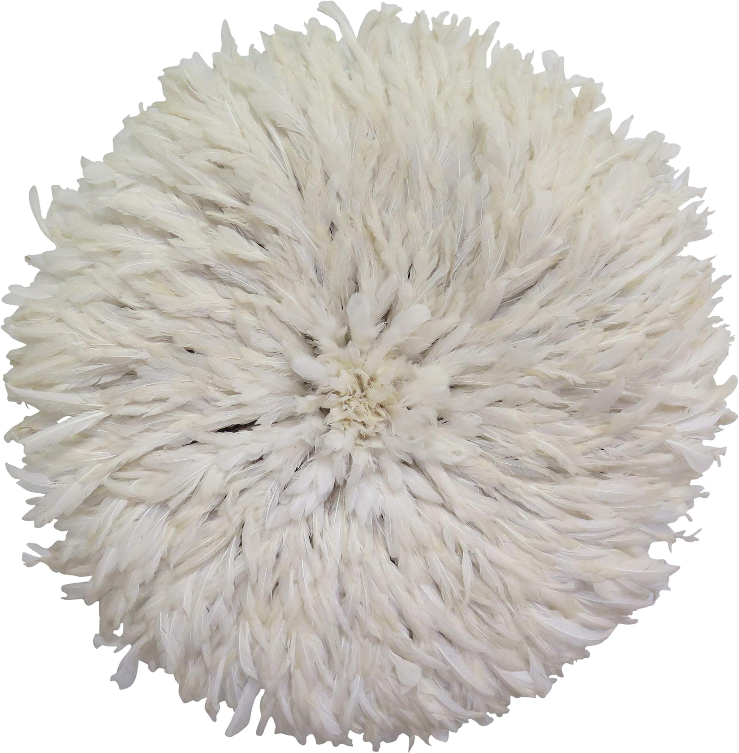 Large White - Cream Juju Hat - Wall Decor Feather Artifact - Approx 31" Diameter