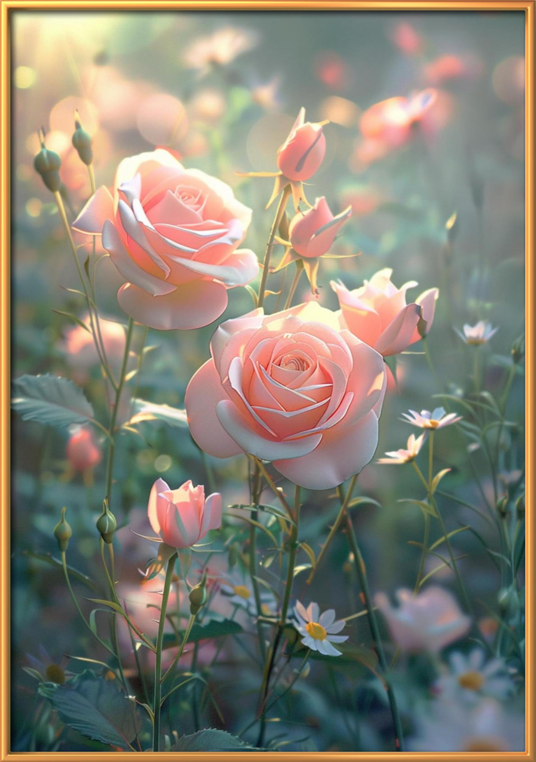 Leczany Cross Stitch Patterns Stamped Kit for Beginners | Embroidery Supplies DIY Craft Kit Needlepoint for Adults Starter | 11CT, 3 Strands | Pink Rose 15.8x22.8 inches