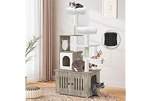 YITAHOME 59 Inch Cat Tree Tower with Litter Box Enclosure, 2-in-1 Cat Furniture Condo