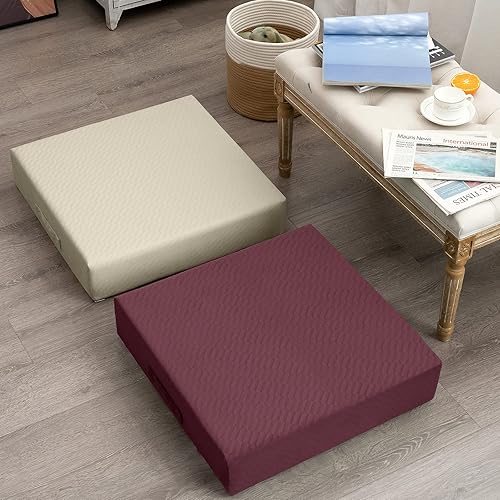 Miniatura 8 de MeMoreCool Almohada cuadrada para asiento de suelo para adultos y niños, cojín de meditación grande con espuma gruesa, cojín grande lavable para