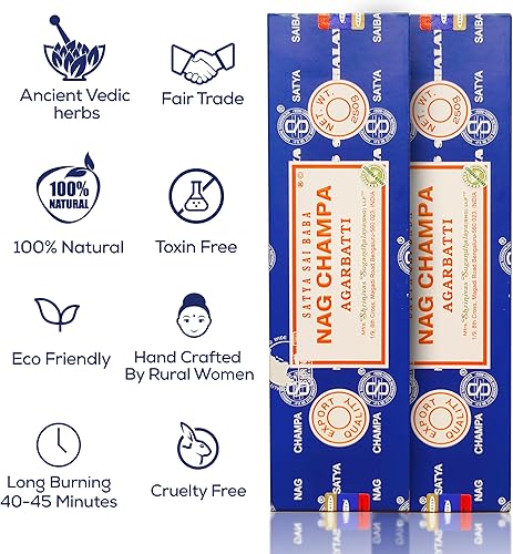 Miniatura 5 de Satya Nagchampa - Varillas de incienso de 250 gmx (250 gmx), Satya BNG (Bangalore) Insenses con soporte de incienso Raajsee, incienso natural Satya