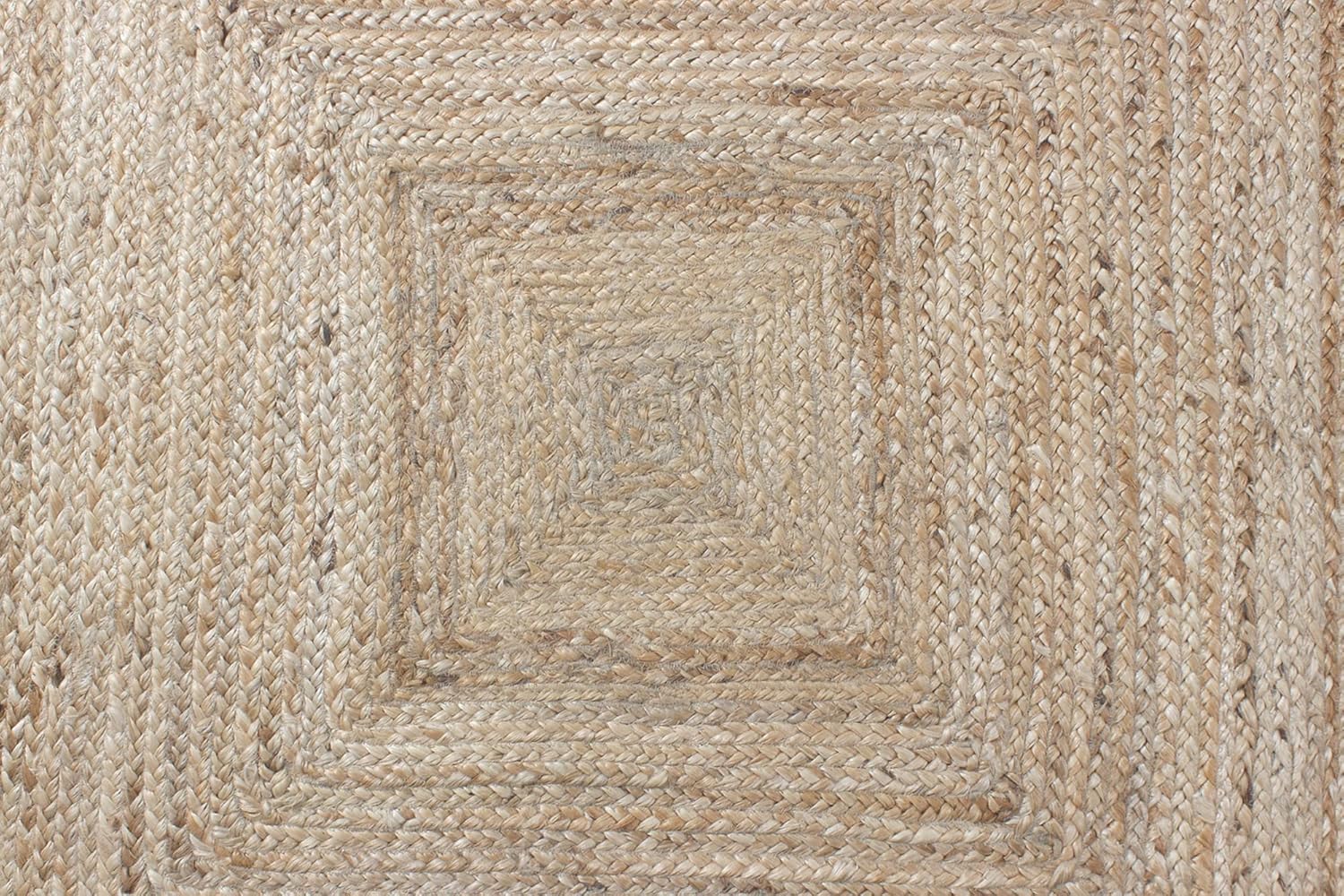 Kelim Tapis en jute sisal tissé à la main 90 x 90 cm Motif géométrique Beige 0,7 cm d'épaisseur Tissé à la main Tapis d'intérieur et d'extérieur Idéal pour cuisine, table de chevet