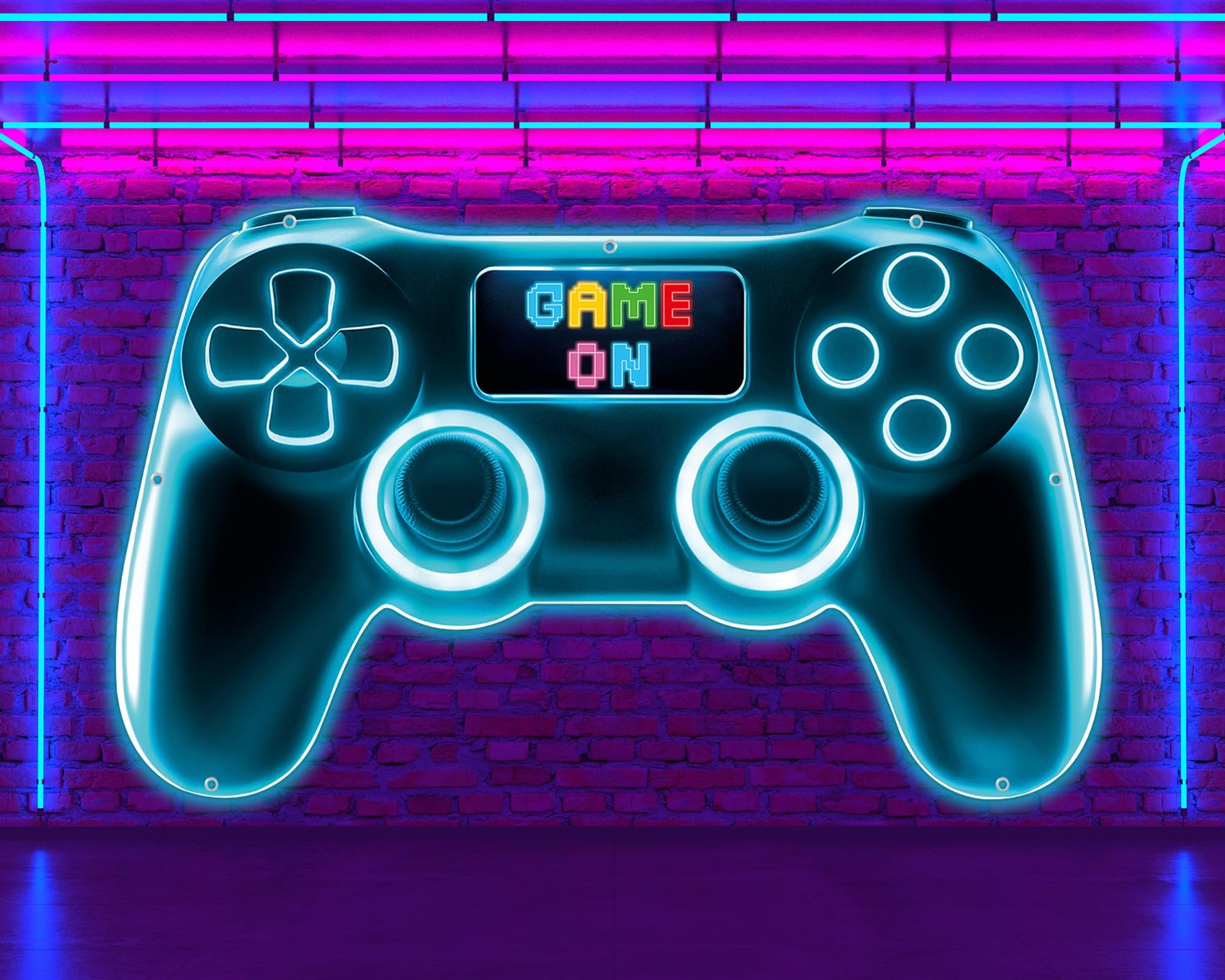 70.8 x 42.5Inch Blue Game on Backdrop Gaming Theme Background Gaming Photography Photo Prop Video Game Shaped Happy Birthday Party Banner Birthday Party Decorations for Kids Boys Gamer Favor Supplies
