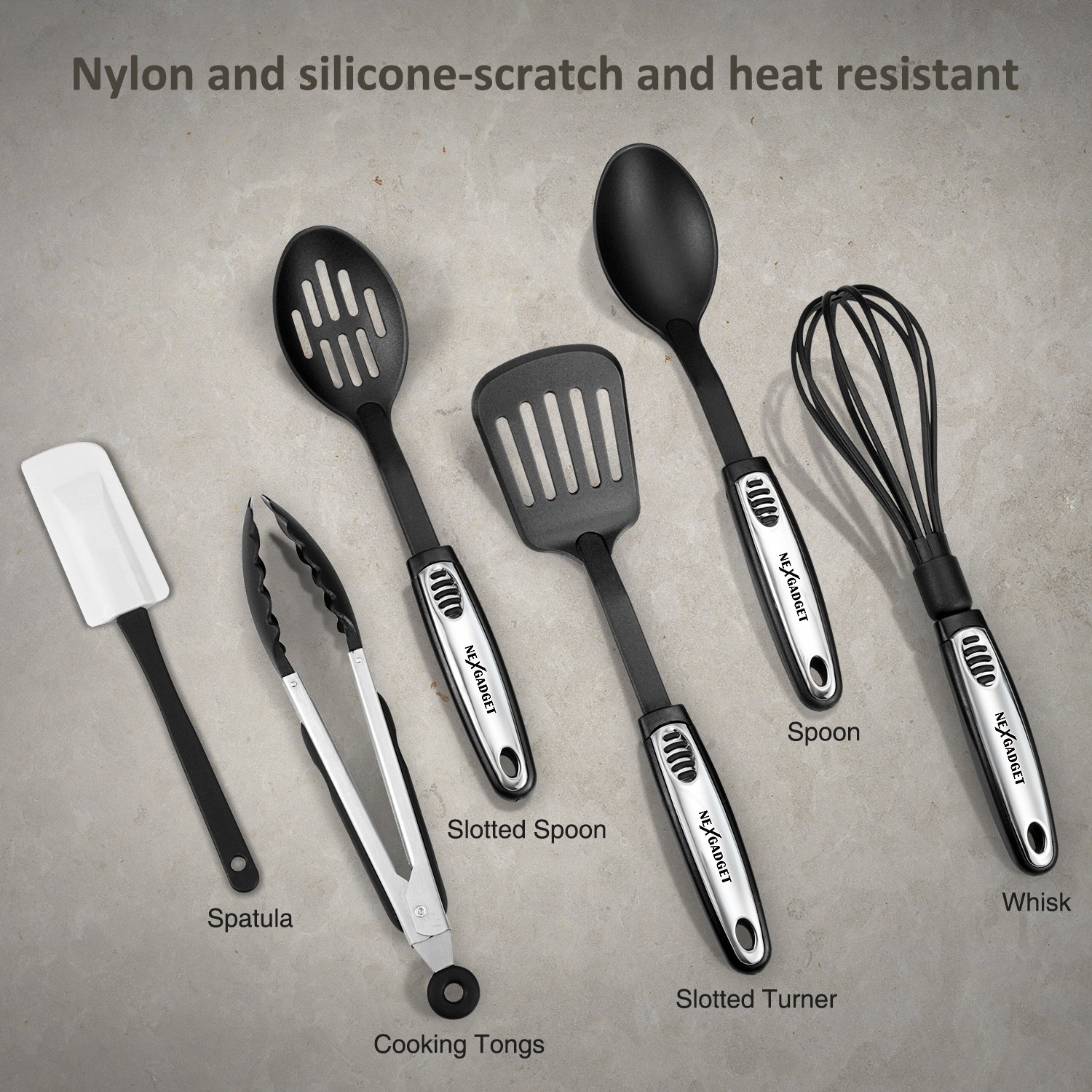 Set Utensili Cucina 42 Pezzi - Acciaio Inox E Nylon, Antiaderente E Lavabile In Lavastoviglie - Foto 9