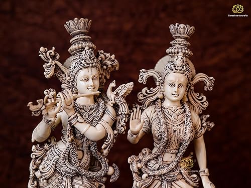 Miniatura 2 de Estatua de Radha Krishna de 15 pulgadas de mármol Jugal Jodi Krishna Radha Moorti Diosa Radhika Krishna Dios del amor divina pareja hindú regalo de
