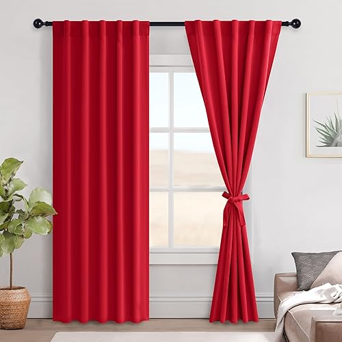 Miniatura 119 de Hiasan Cortinas opacas blancas extra anchas para dormitorio, cortinas opacas térmicas extra anchas de 72 pulgadas de largo, con pestaña trasera,