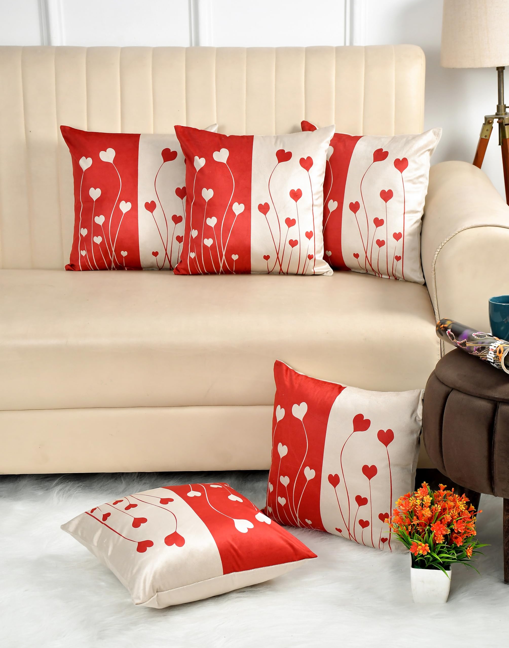 Wisdom Decor Cushion Covers 16 inch x 16 inch | Cushion for Sofa | Bedroom Cushions Set for Bed | Printed Pack of 5 Piece | Velvet Cushion Cover | Red or White (B0CRF32YTG) Amazon Price History, Amazon Price Tracker