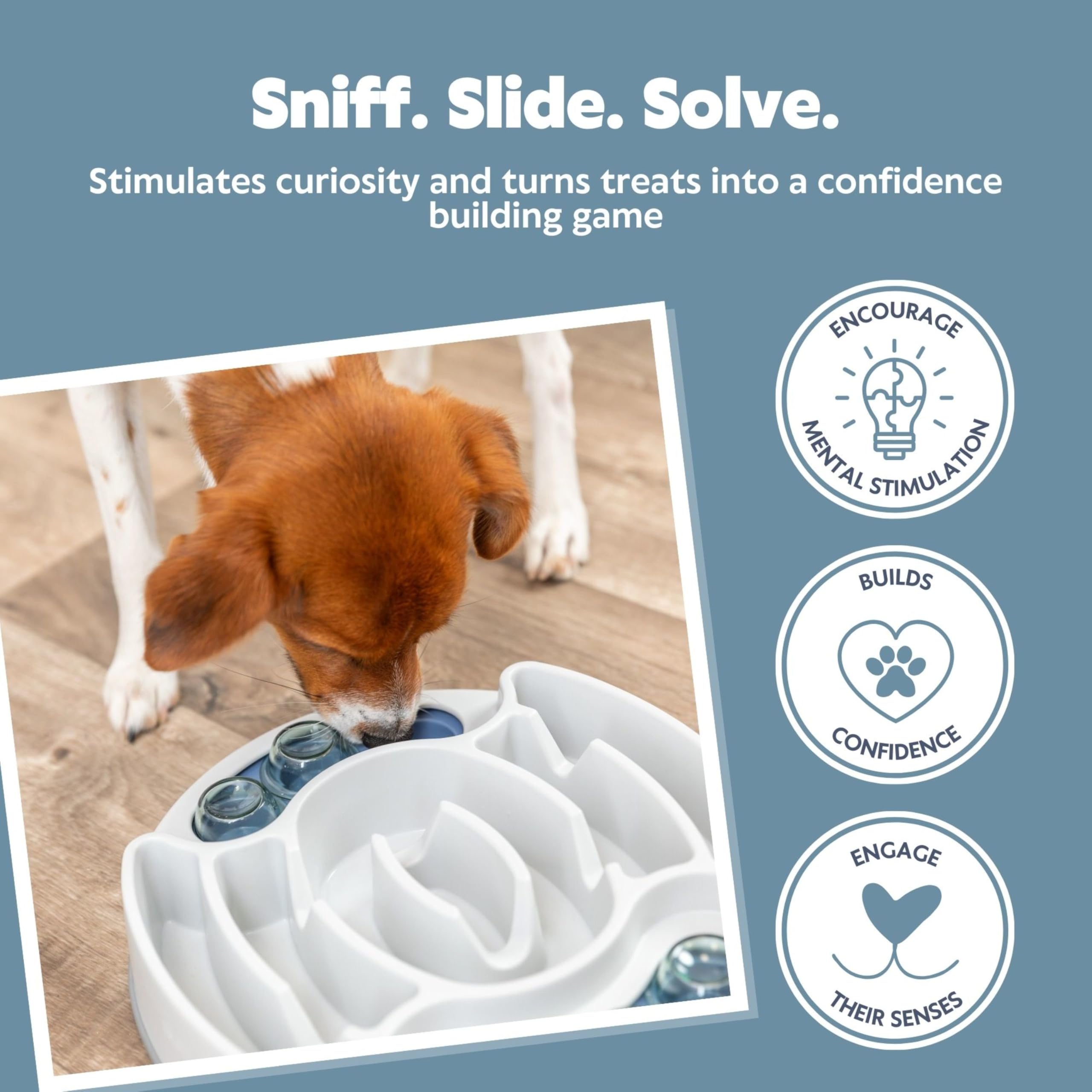 TRIXIE Zabawka dla psa inteligencja Dog Activity gra strategiczna "Slide & Feed" – wymagająca zabawka inteligencyjna dla psów do zatrudnienia, ø 30 x 27 cm – 32036