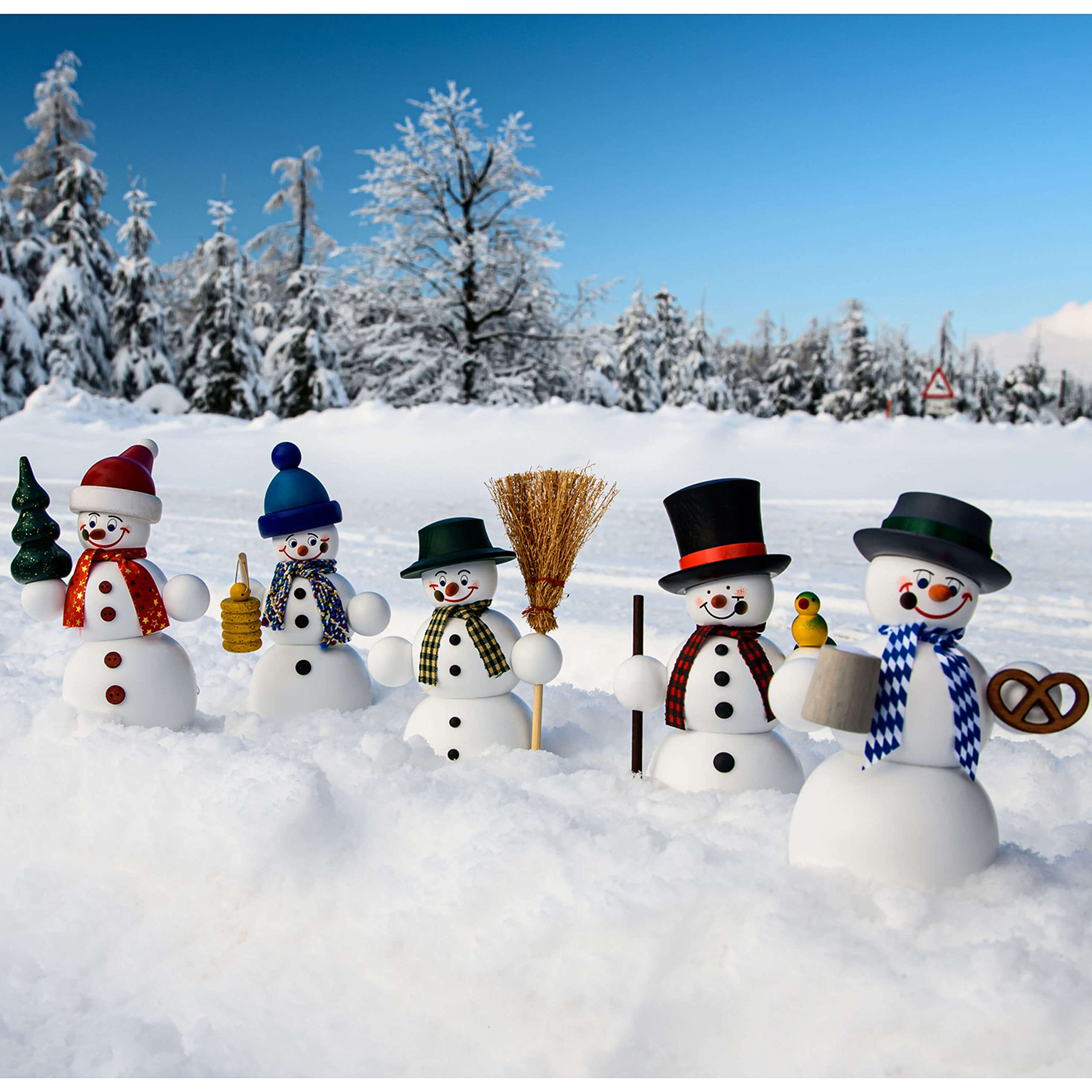 Seiffener Volkskunst | Räuchermännchen | Räucherfigur 14 cm | Schneemann | Original Erzgebirge | 12215 | als Bayer