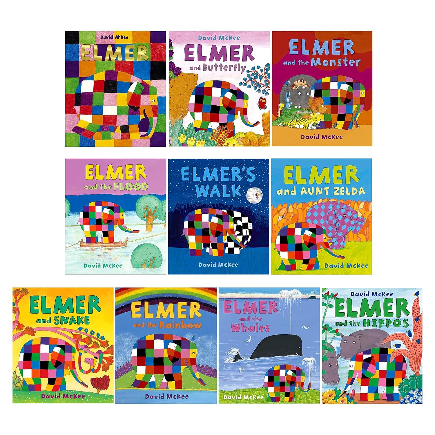 David McKee Elmer Series 10 Books Collection Set