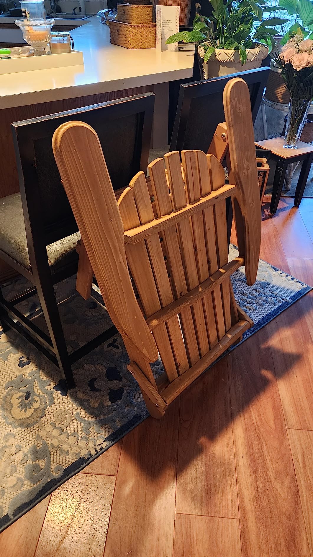FDW Folding Wooden Adirondack Chair - Natural - Indoor/Outdoor Lounger-1004154