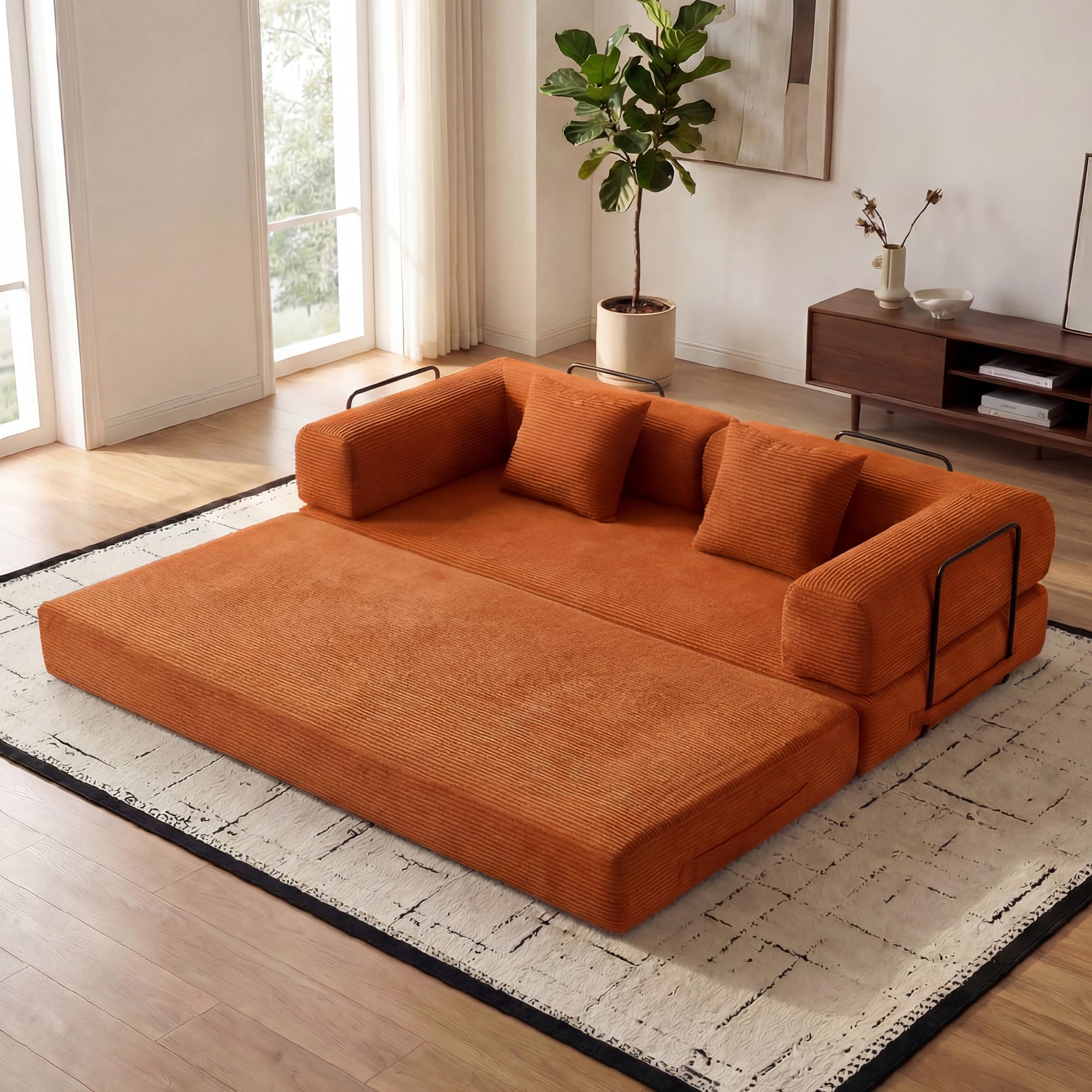 コーデュロイFrame bed sofa 3P 200cm x 100cm Amazon.com: ZEIINPA Convertible Folding Couch Bed, Comfy Corduroy