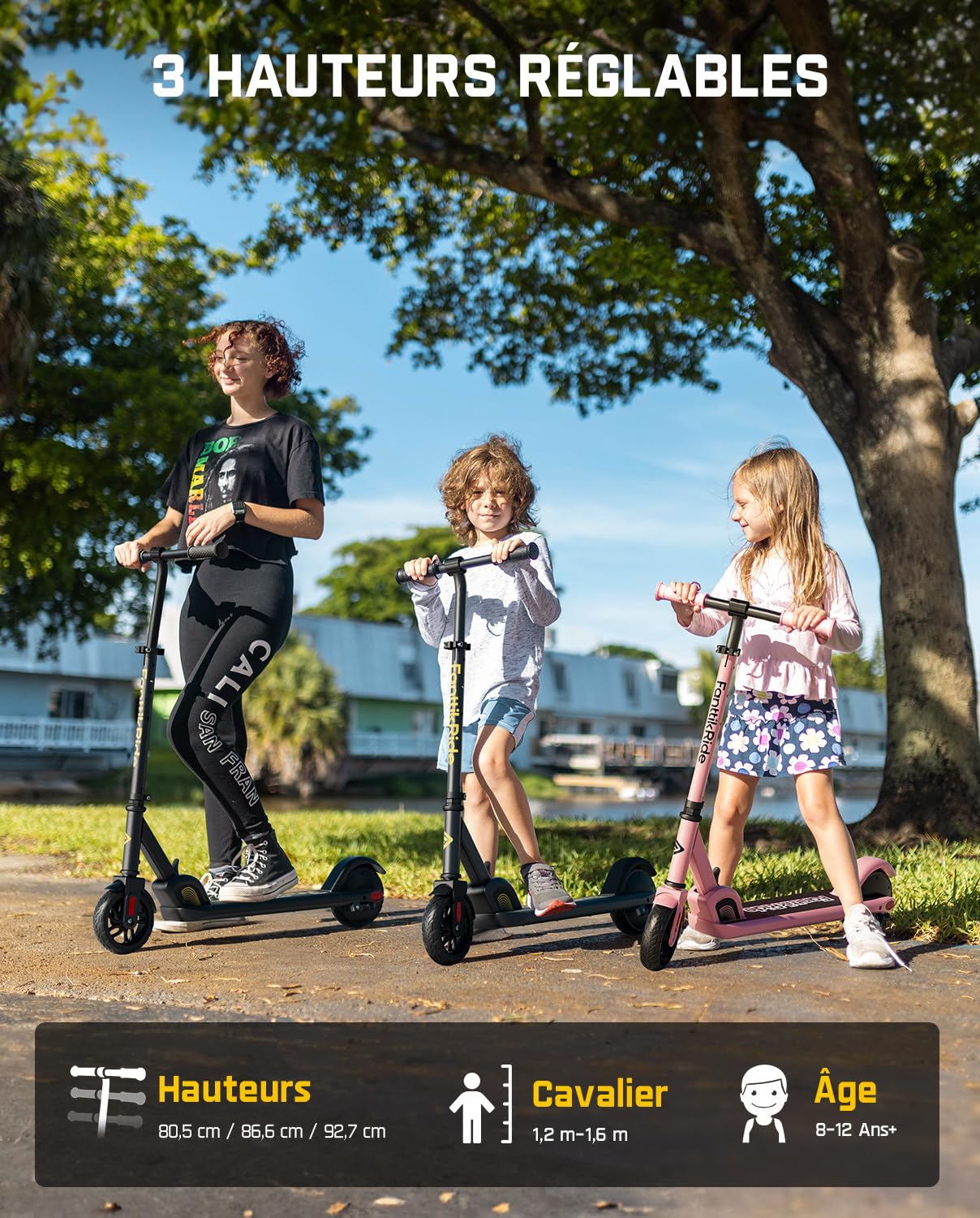 FanttikRide C9 Trottinette Électrique pour Enfants, 10/16 km/h, 8 km | Écran LED, Hauteur Réglable, Pliable et Légère, pour Enfants de 1,2 à 1,6 m, jusqu'à 60 kg
