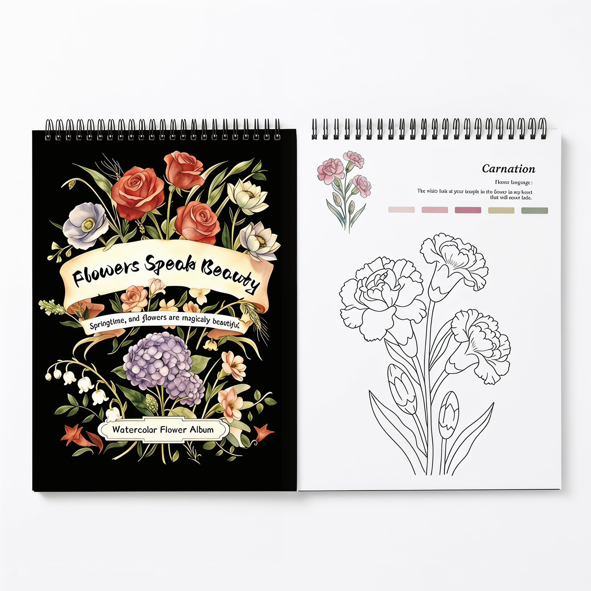 Adult Colouring Book - 20 Unique Flowers Patterns and Designs, Mindfulness Colouring Book for Adults, Spiral Bound Adult Colouring Books for Women, Thick Smooth Paper(160gsm)