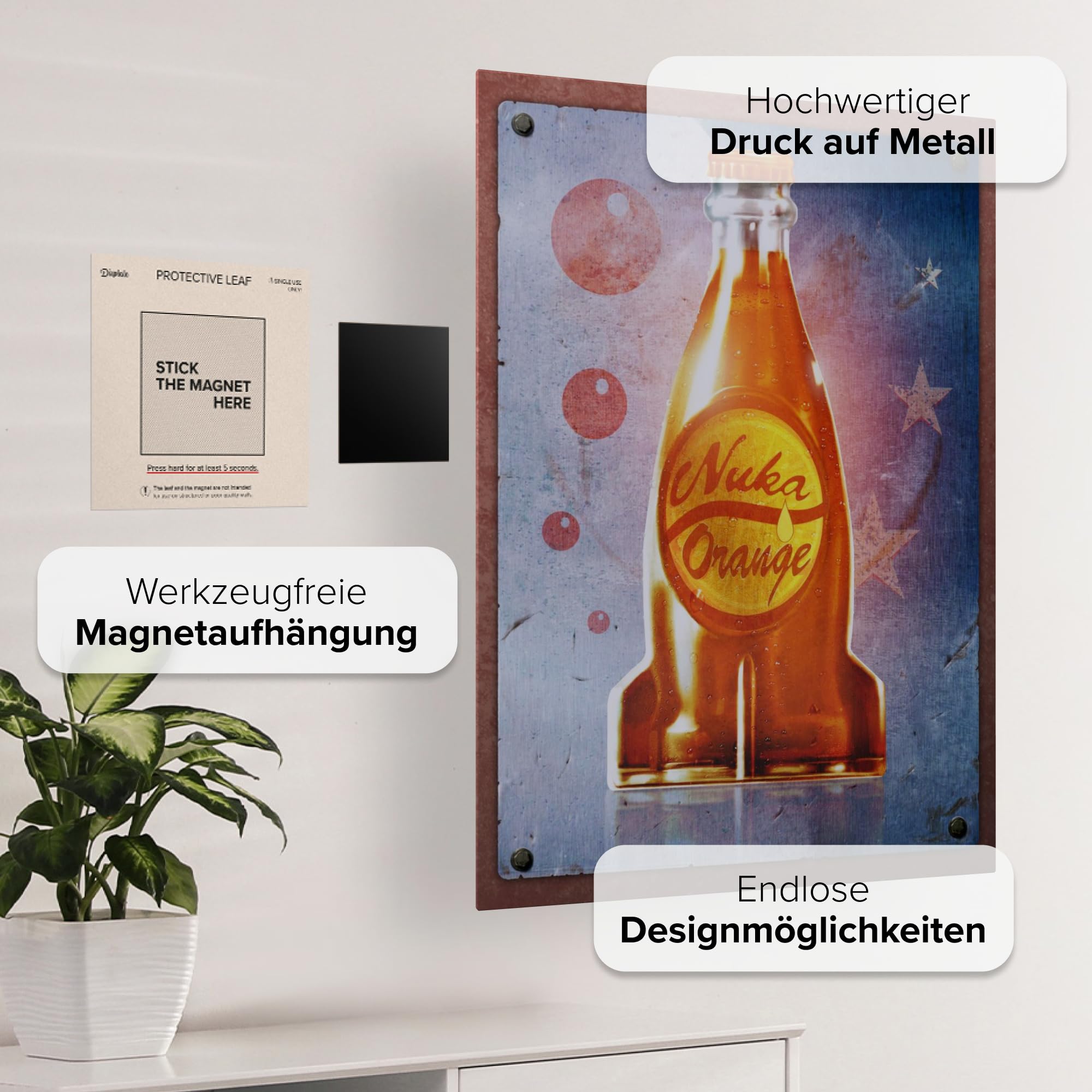 Displate - Poster In Metallo - Montato a Magnete - Fallout - Nuka Cola Orange