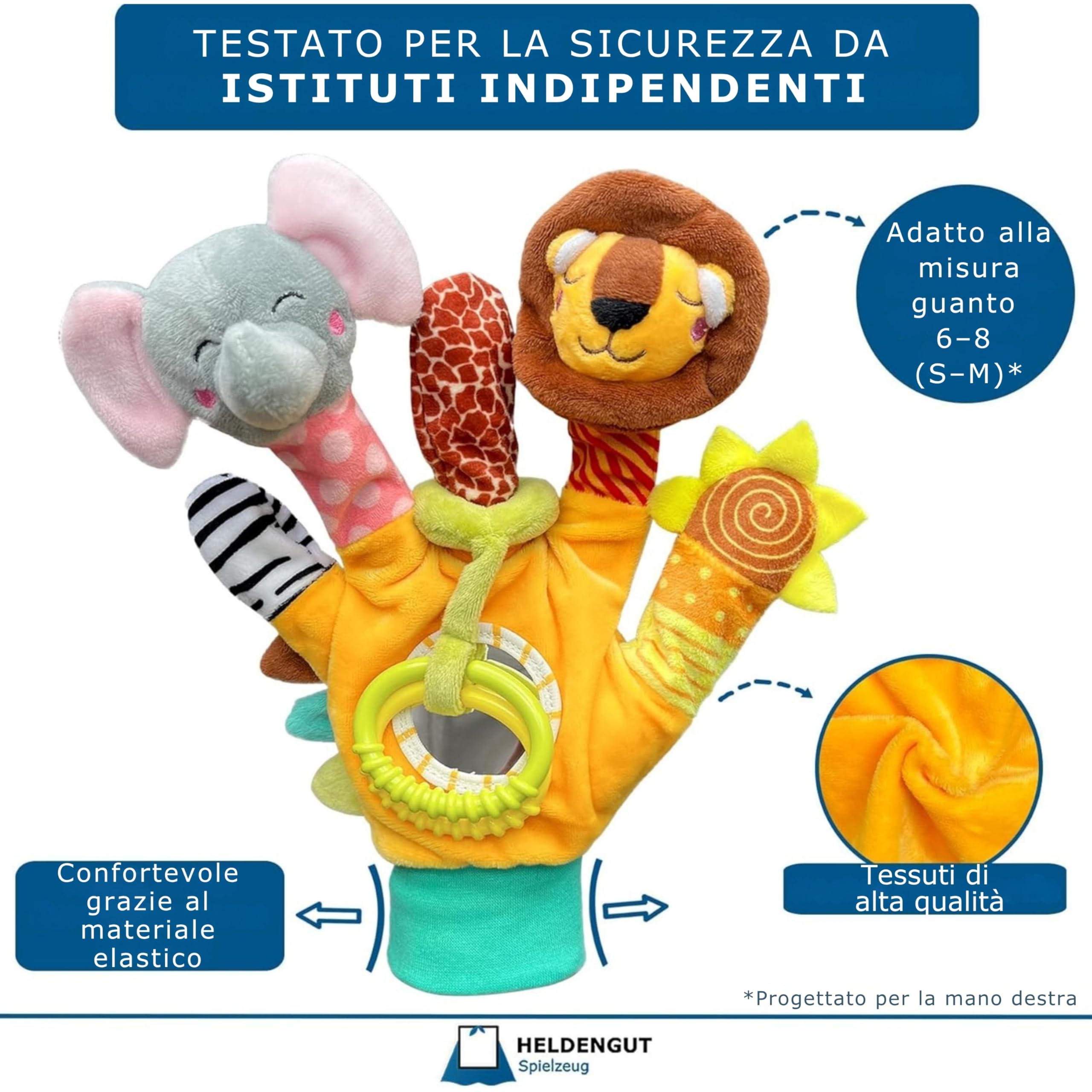 Set 6 Burattini A Mano Morbidi - Pupazzi Animali Peluche Per Bambini, Giocattolo Divertente, Multicolore, Nuovo