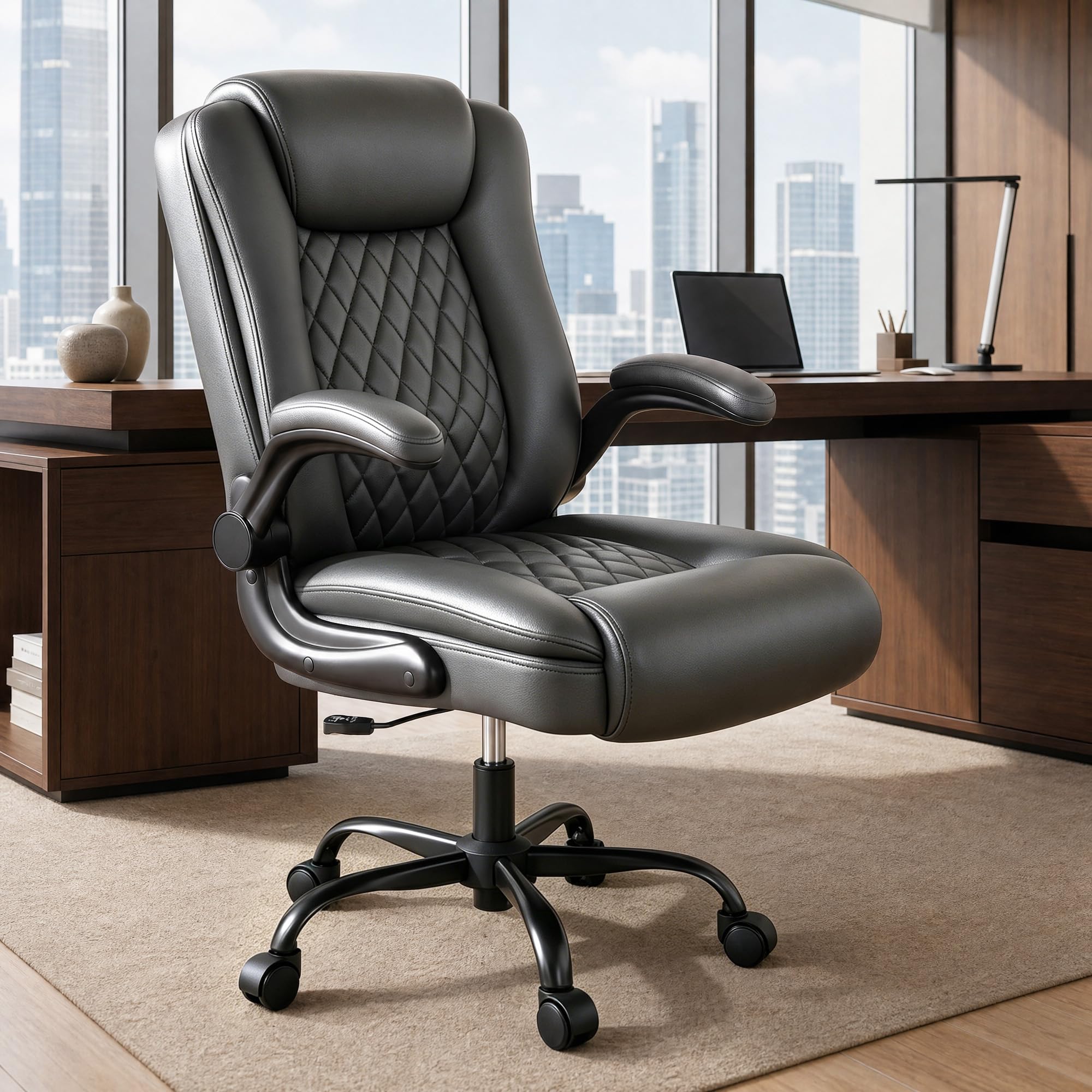 ALPHA HOME Executive Office Chair Ergonomic Home Office Desk Chair, Grey