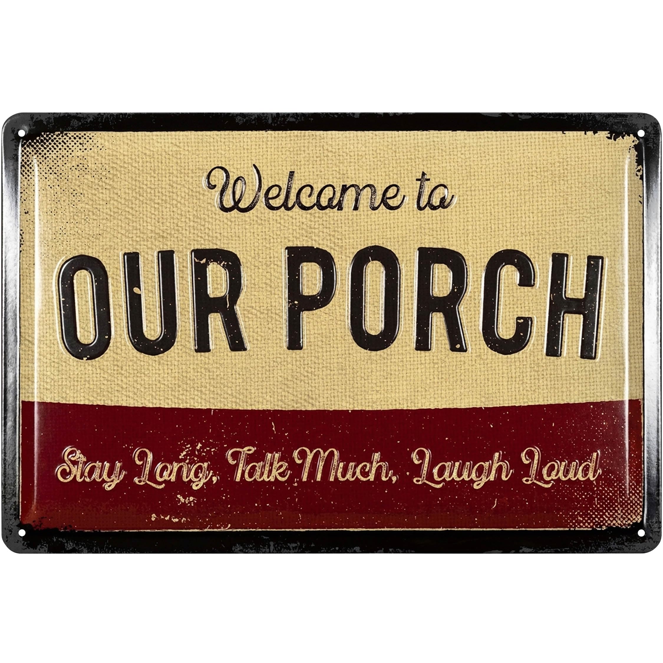 Lanolu Our Porch Porch Sign Vintage Signage, Metal Signs Vintage Sign, Welcome To Sign Outdoor, Welcome To The Porch Sign, Rustic Porch And Patio Decor 12X8"