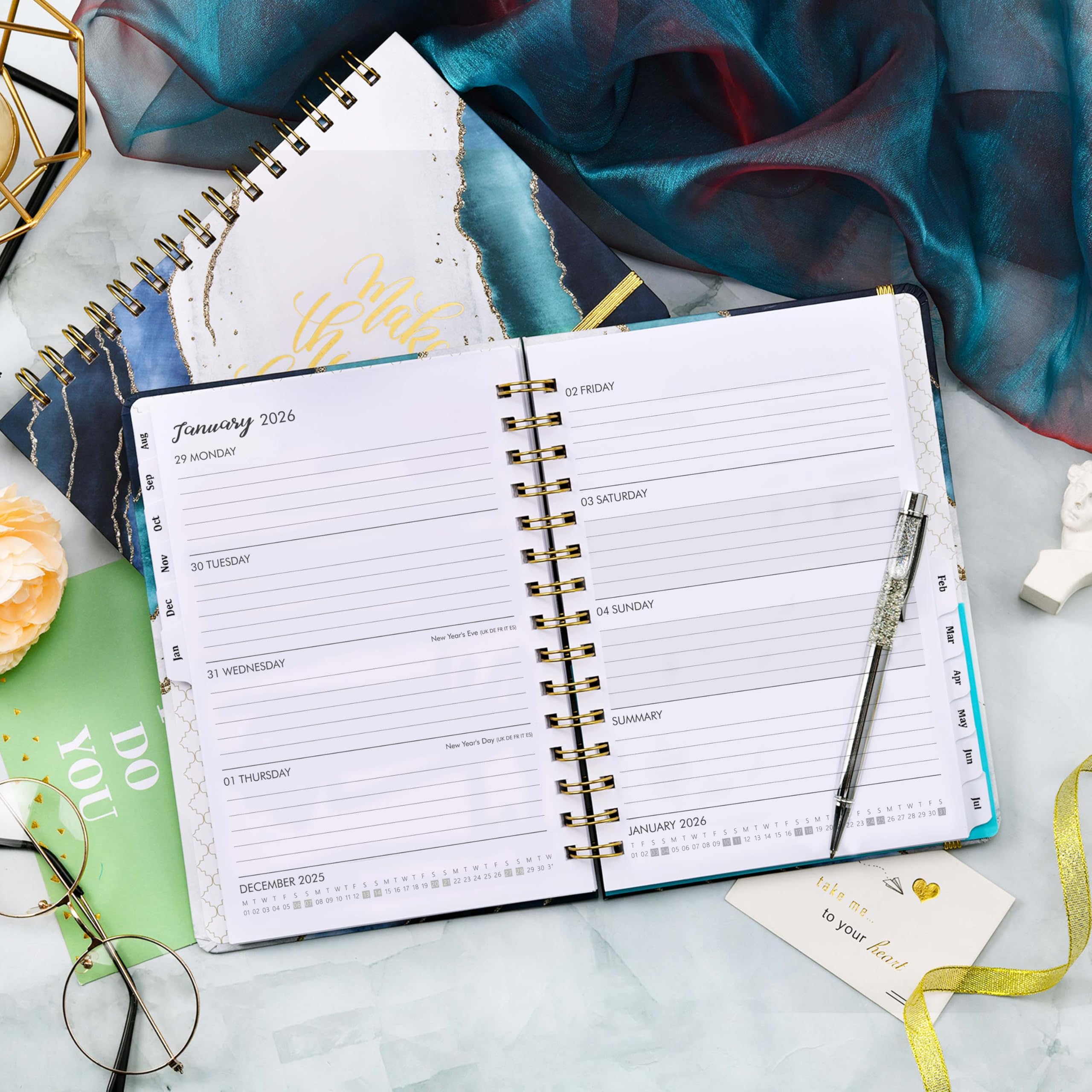 Academic Diary 2024-2025 - A5 Diary 2024-2025 Week To View, August 2024 - July 2025, 2024-2025 Diary With Strong Twin-Wire Binding, Hard Cover, Elastic Closure, Back Pocket, 21.5 X 15.5 X 1.5 Cm - View #12