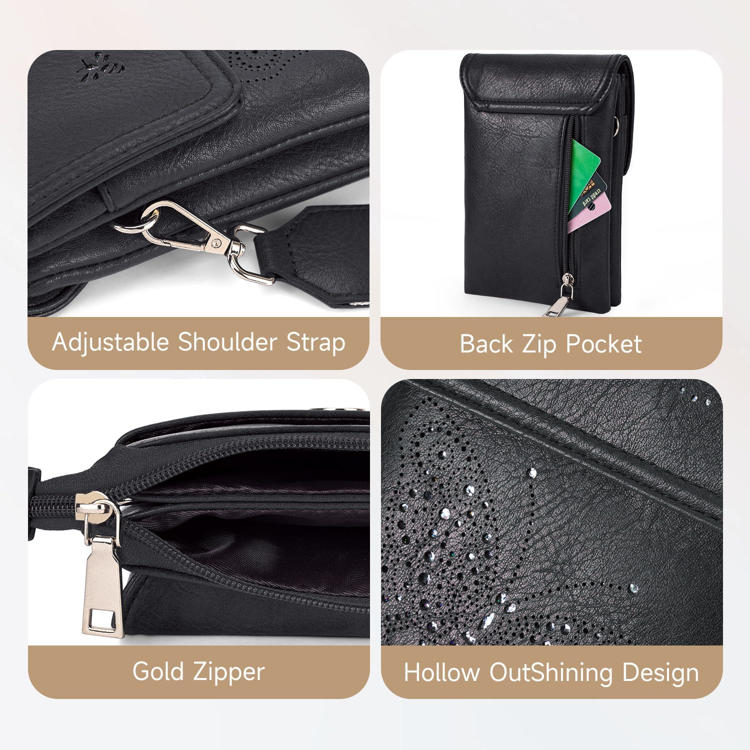 KITEVIUN Leather Small Crossbody Bags for Women Trendy Cell Phone Bag Wallet Purses Butterfly Design