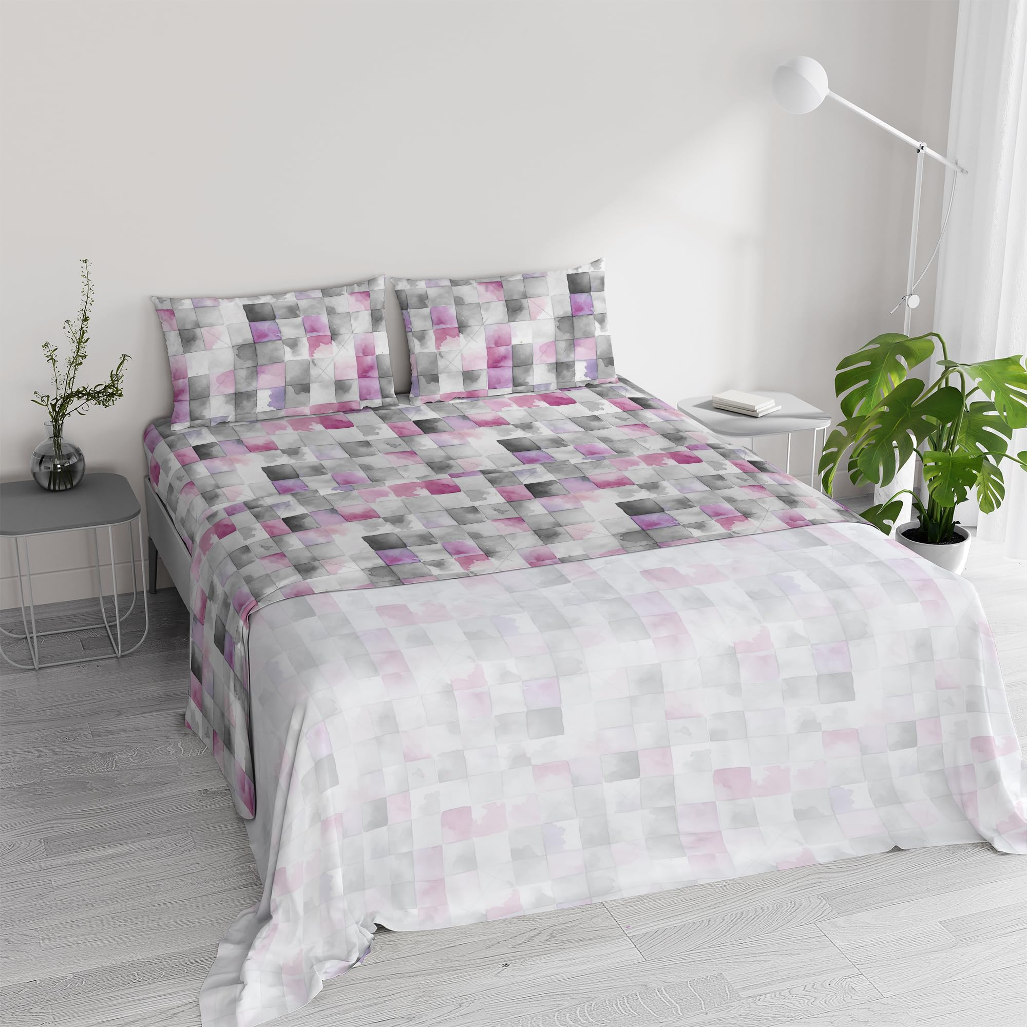 River Cotton Double Bed Sheet Set, Made in Italy – Complete Bed Set, Fitted Sheet, Top Sheet 240 x 300 cm and 2 Pillowcases with Inner Flap (Double, The)