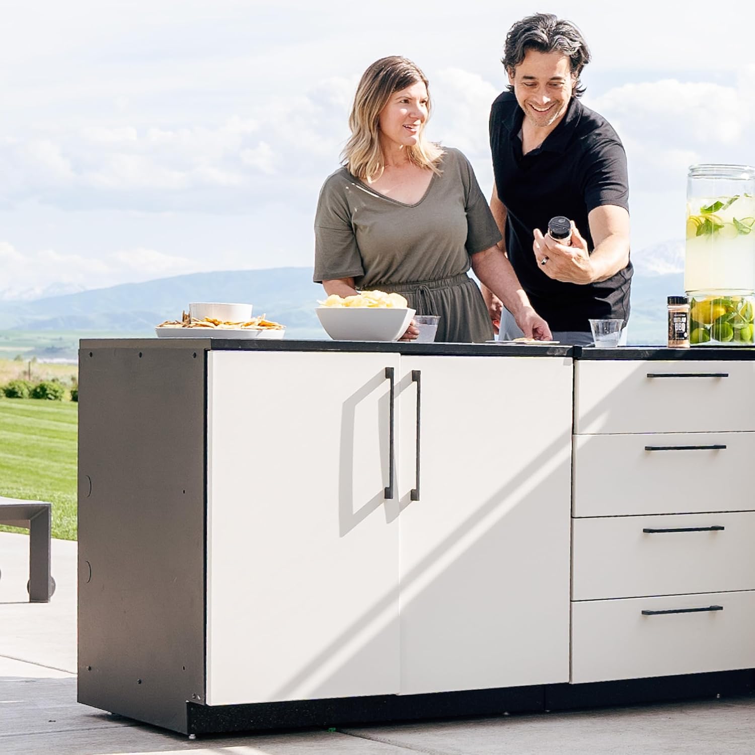 BLACKSTONE 6736 Outdoor Kitchen 36” Cabinet Module with Shelves, Coated Steel, Off-White