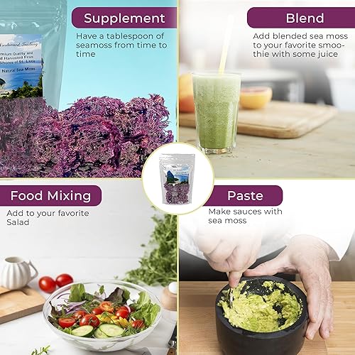 Miniatura 5 de Musgo marino orgánico morado certificado silvestre cosechado de Santa Lucía  Grado Dr. Sebi  Calidad prístina poderosos antioxidantes, vitaminas,