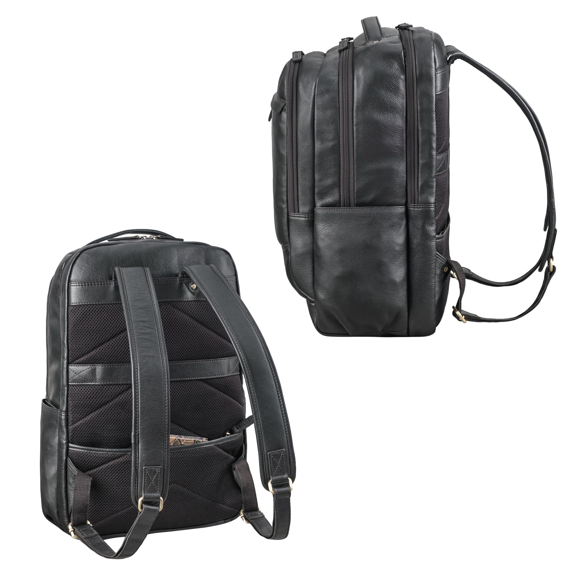 STILORD Maxim Grand Sac à Dos Homme Cuir Sac a Dos Ordi Portable 17-19 Pouces Backpack Antivol XL Sac Travail Sac a Dos Voyage Femme Cuir Véritable Couleur:Noir