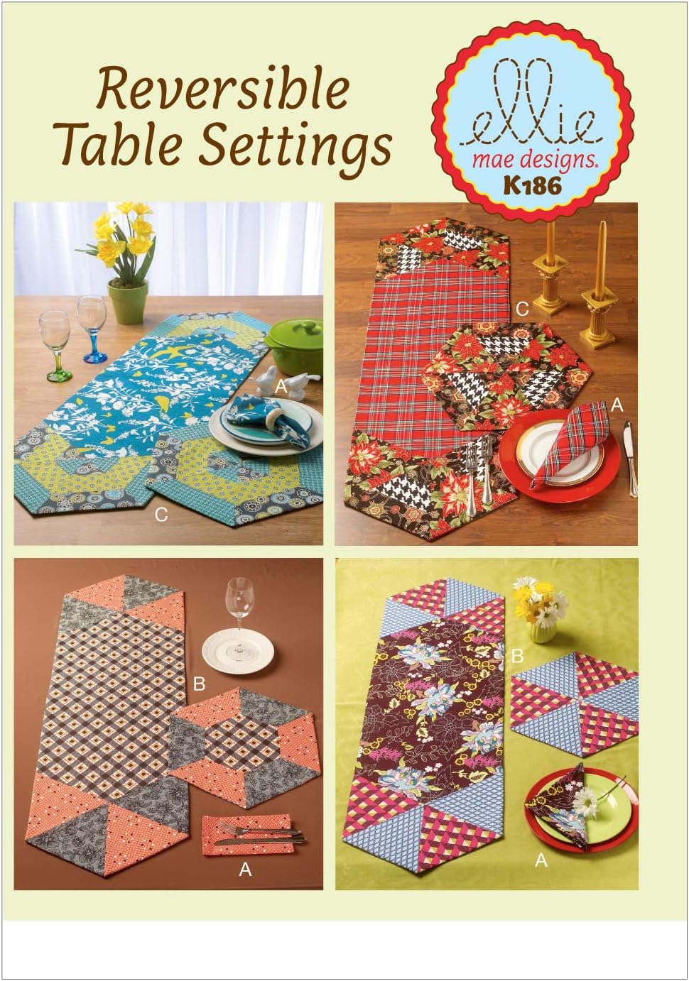 KWIK-SEW PATTERNS K0186 Napkins, Placemats and Runners, One Size Only