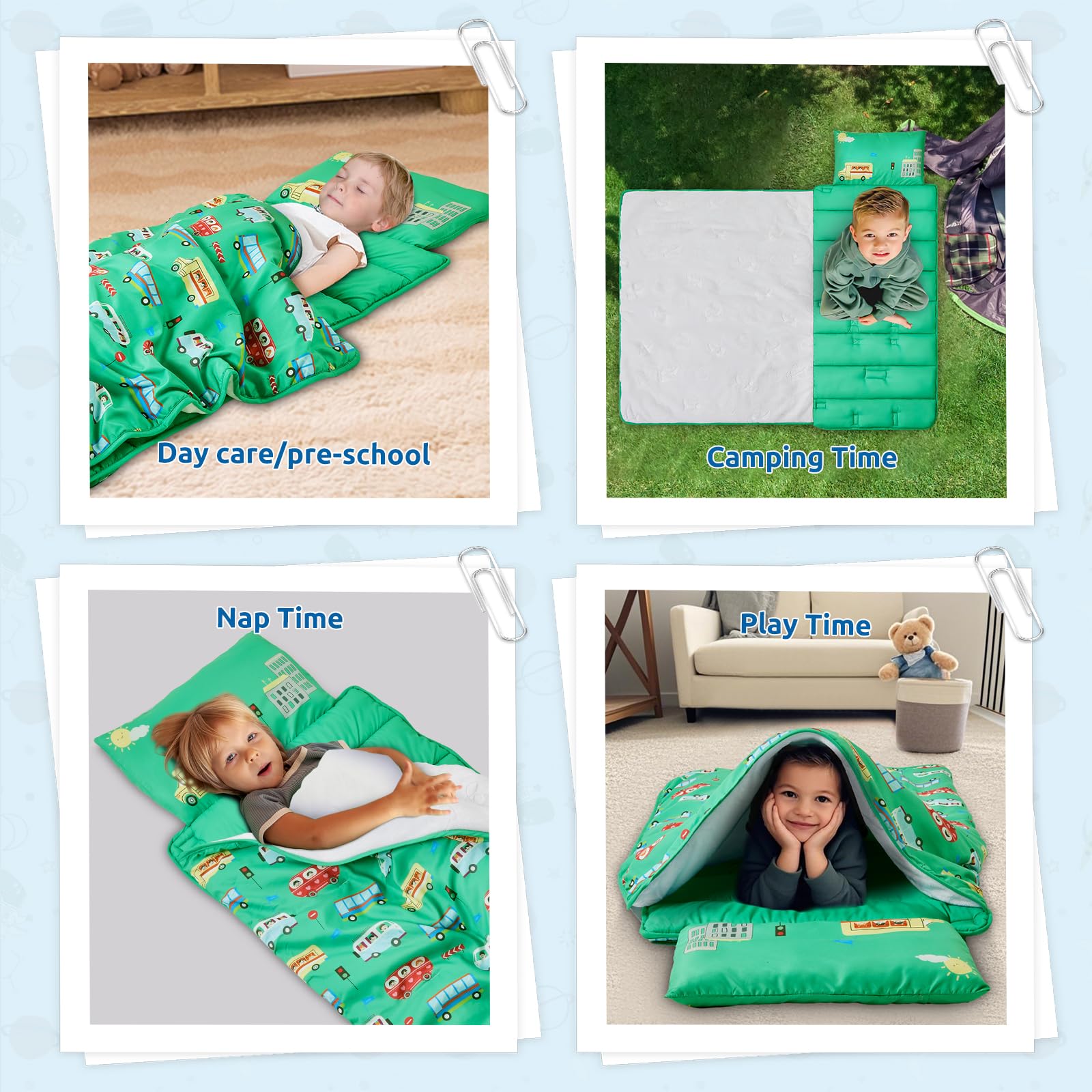 Toddler Nap Mat With Pillow & Blanket - 54" X 33" Roll-Up Sleeping Mat For Preschool & Daycare (Ages 2-5)