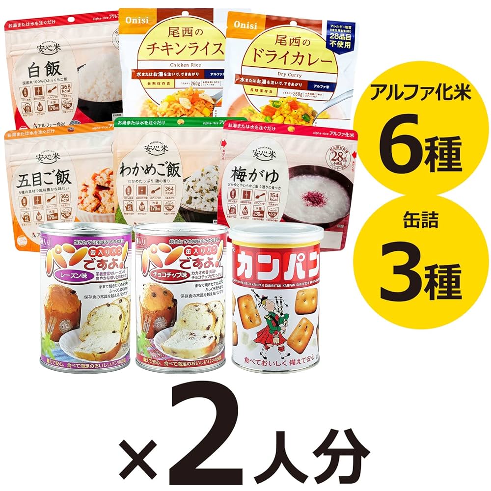 Amazon.co.jp: 非常食セット 2人用 3日分(18食) 防災士セレクト