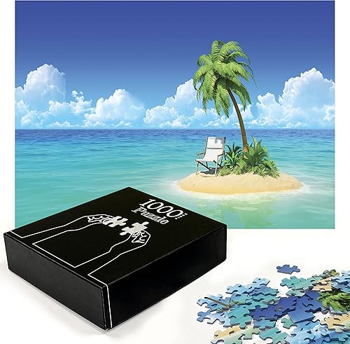 Miniatura 2 de Lunarable Coastal Jigsaw Puzzle, Desert Chaise Lounge Solitude Resting Holiday Tropic Resort Beach Leisure, Heirloom-Quality Fun Activity for Family