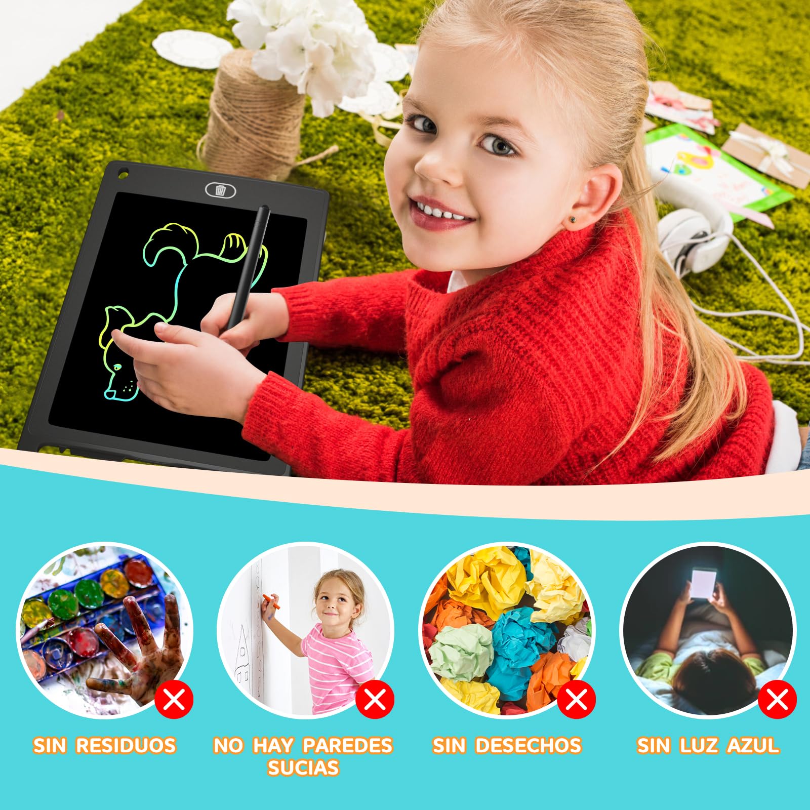 3 Pack Tableta de Escritura LCD, Electight Infantil Tablero de Dibujo Electrónico de 8.5 Pulgadas con Borrable y Bloqueo Función, para 3 4 5 6 7 Niños Dibujen y Escriban (Rosa+Azul+Negro) — view 4