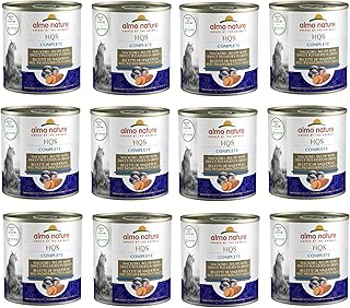 almo nature: HQS Complete Cat 12 Pack: Mackerel Recipe with Sweet Potatoes in Gravy - 9.87oz Cans, Adult Cat Canned Wet Food, Grain Free, Daily Meal