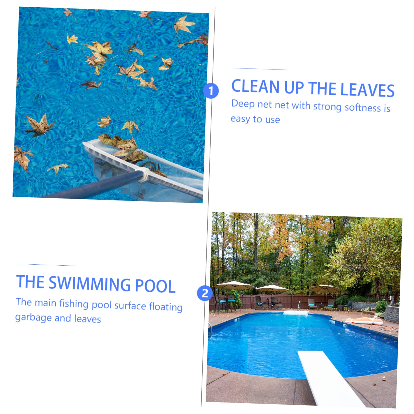 UPKOCH 1 Set Kit de Skimmer de Piscina Red de Malla Detallada y Rastrillo para Hojas, Poste Telescópico de 5 Secciones, Limpieza de Aguas Superficiales y Profundas