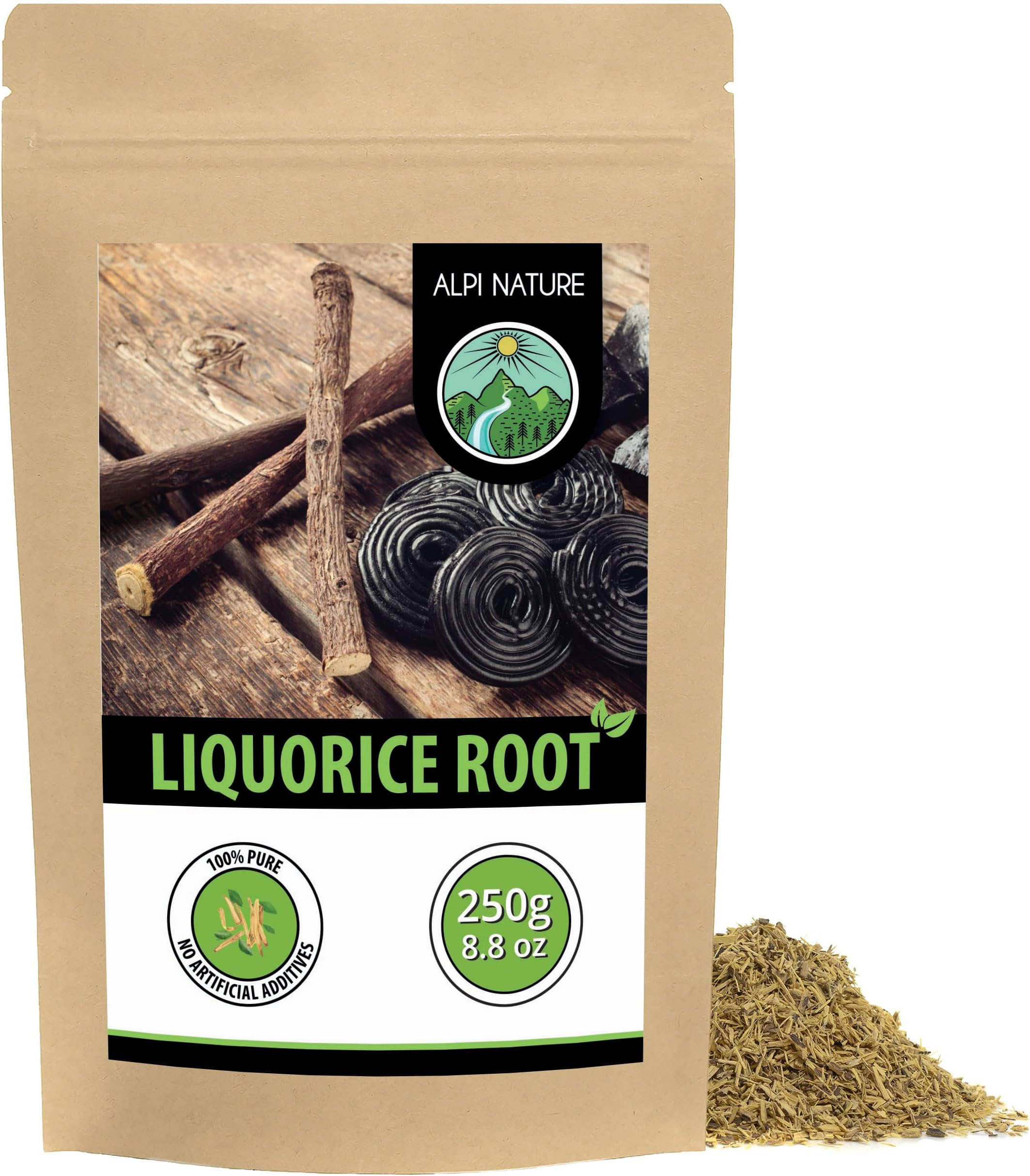 Alpi Nature Licorice Root Tea 250g 8.8 oz, Dried and Cut Liquorice Root, Licorice Loose Tea