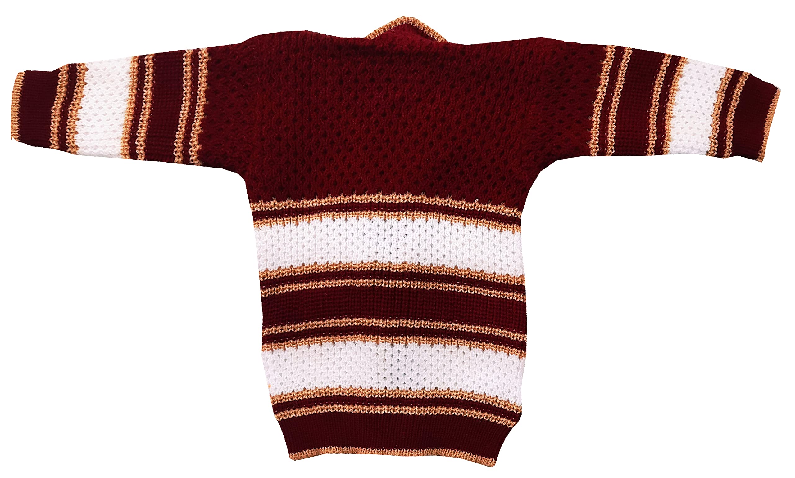 little PANDA Born Baby Sweater for Baby Boys & Baby Girls Woollen Full Sleeves, V Neck Sweater Top, Bottom, Cap & Booties Set (0-3 Months) (Maroon) - Image 4 thumbnail