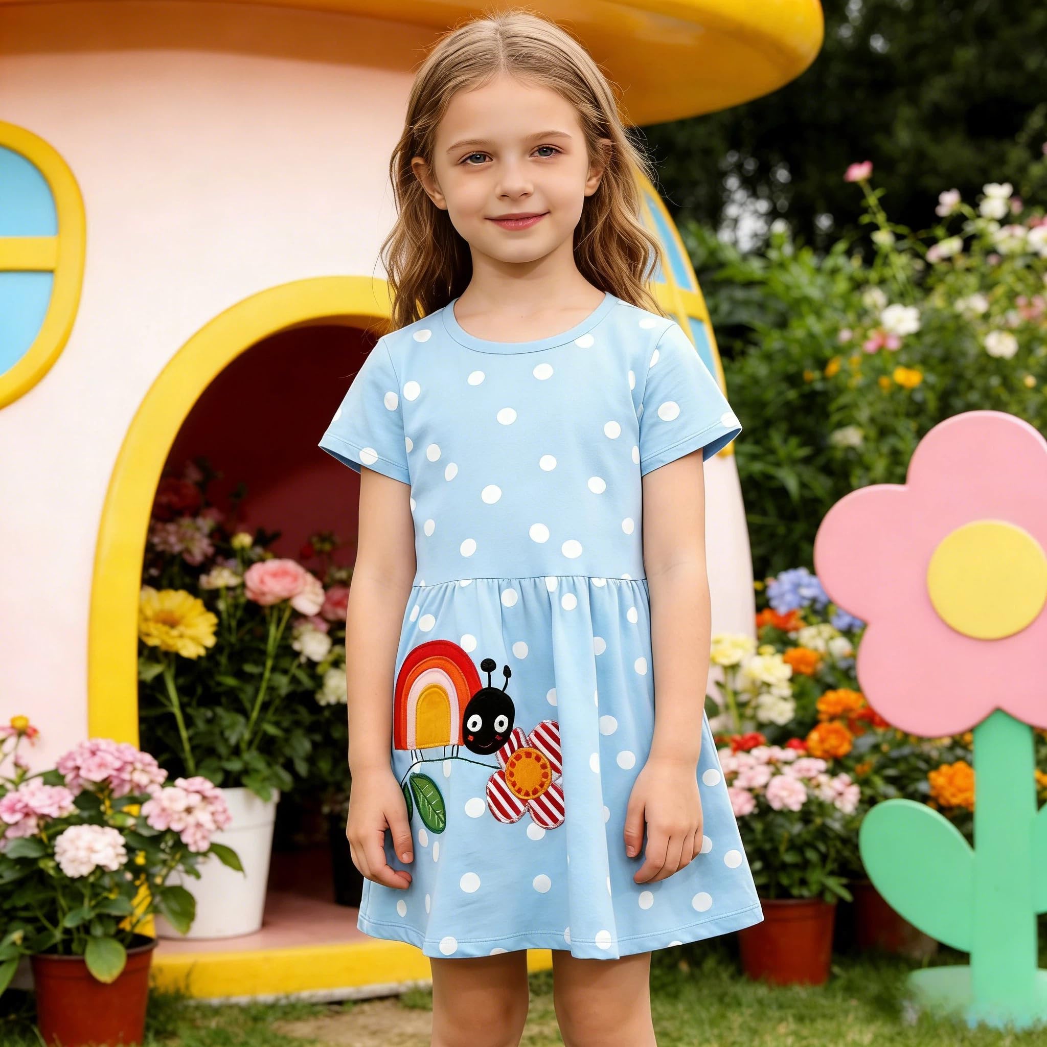 Vestido Niña Unicornio Algodón Cuello Redondo Princesa Fiesta Verano Talla 2-8 Años