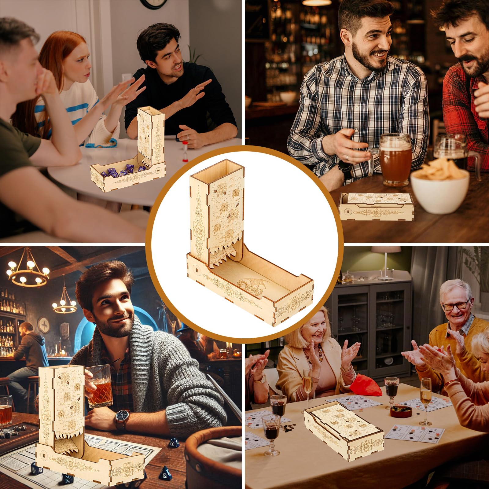 Torre dei dadi DND, Demone dall'Occhio Piccolo modello, Legna Pieghevole torre dei dadi, Scatola da gioco da tavolo, Accessori per giochi di ruolo, Regali per giocatori fantasy
