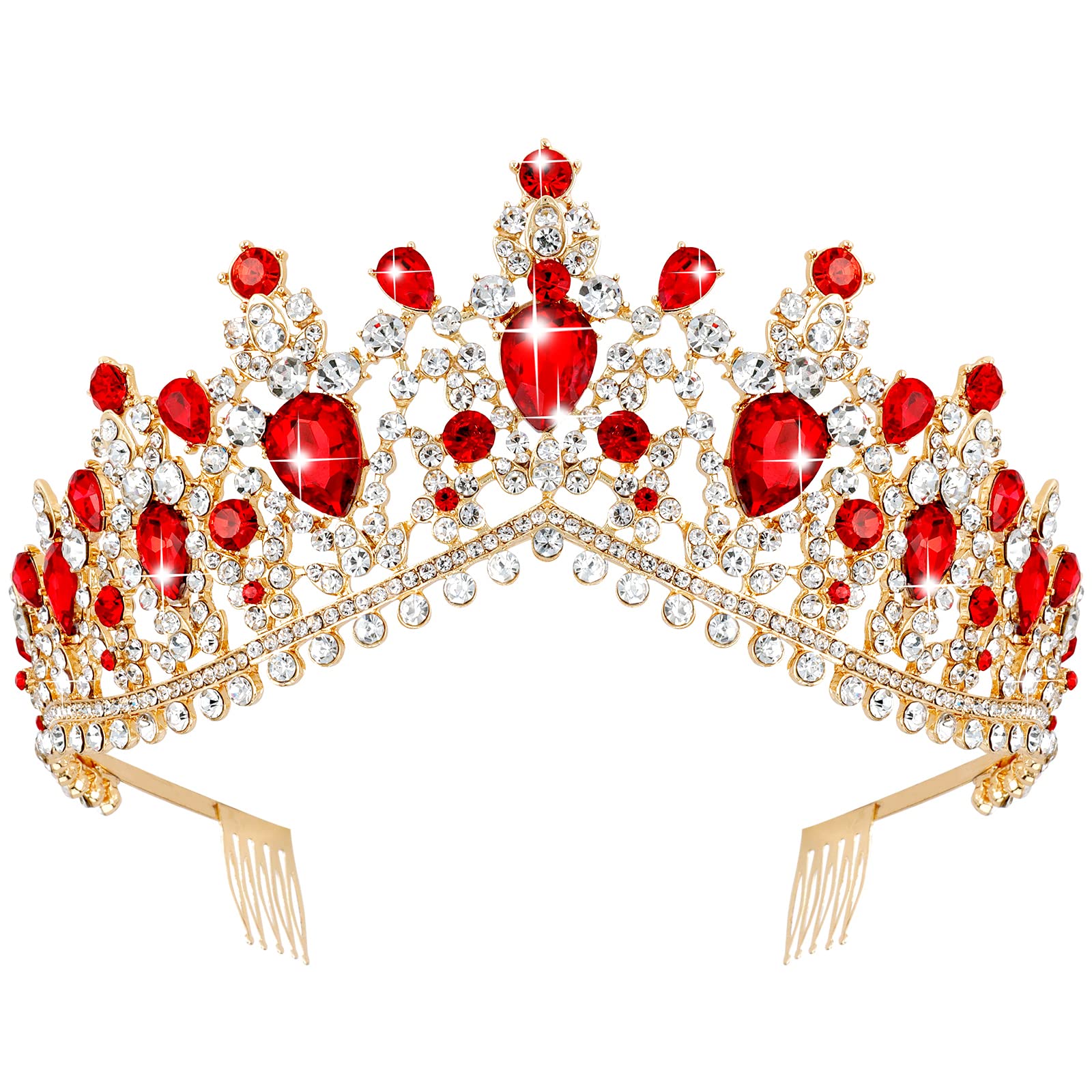 Red Crystal Crown, Quinceanera Crown, Silver Wedding Tiara, Bridal Headpiece S86a435d9d9e748efbd132e4bae1c2  main image 4
