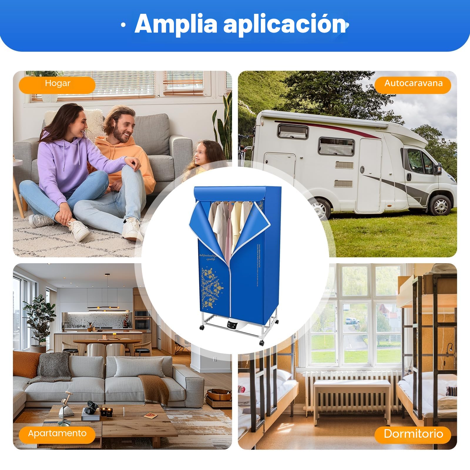 Secadora de ropa eléctrica, secadora plegable de 3 velocidades con mando a distancia, estante de secadora,0-240 minutos función de temporización, gran capacidad, diseño de doble capa, para casas