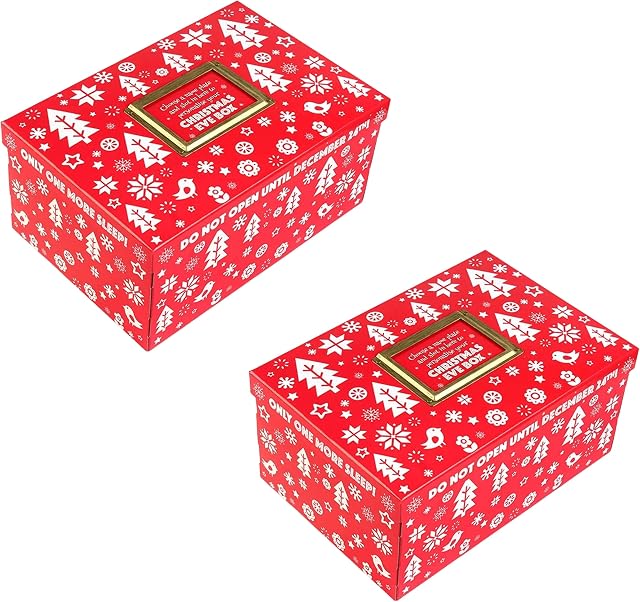 URBNLIVING Christmas Eve Box Collapsible Santa Present Treat Box (Red)