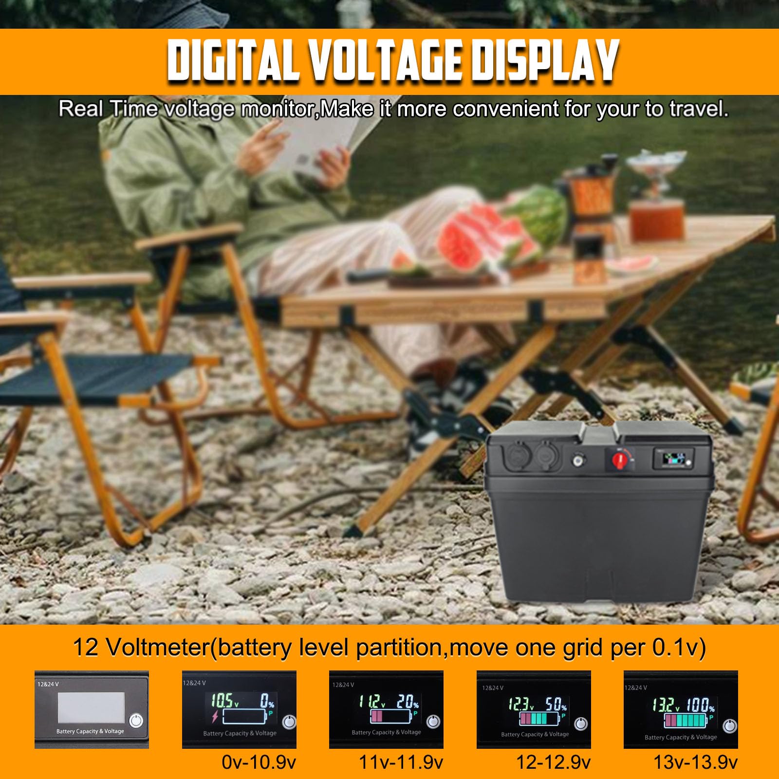 12 V Batteriebox Outdoor Tragbare Marine Batteriebox Multifunktions Marine Smart Batteriebox mit Leitungsschutzschalter für RV Marine Camping Schleppmotor Wasserdicht
