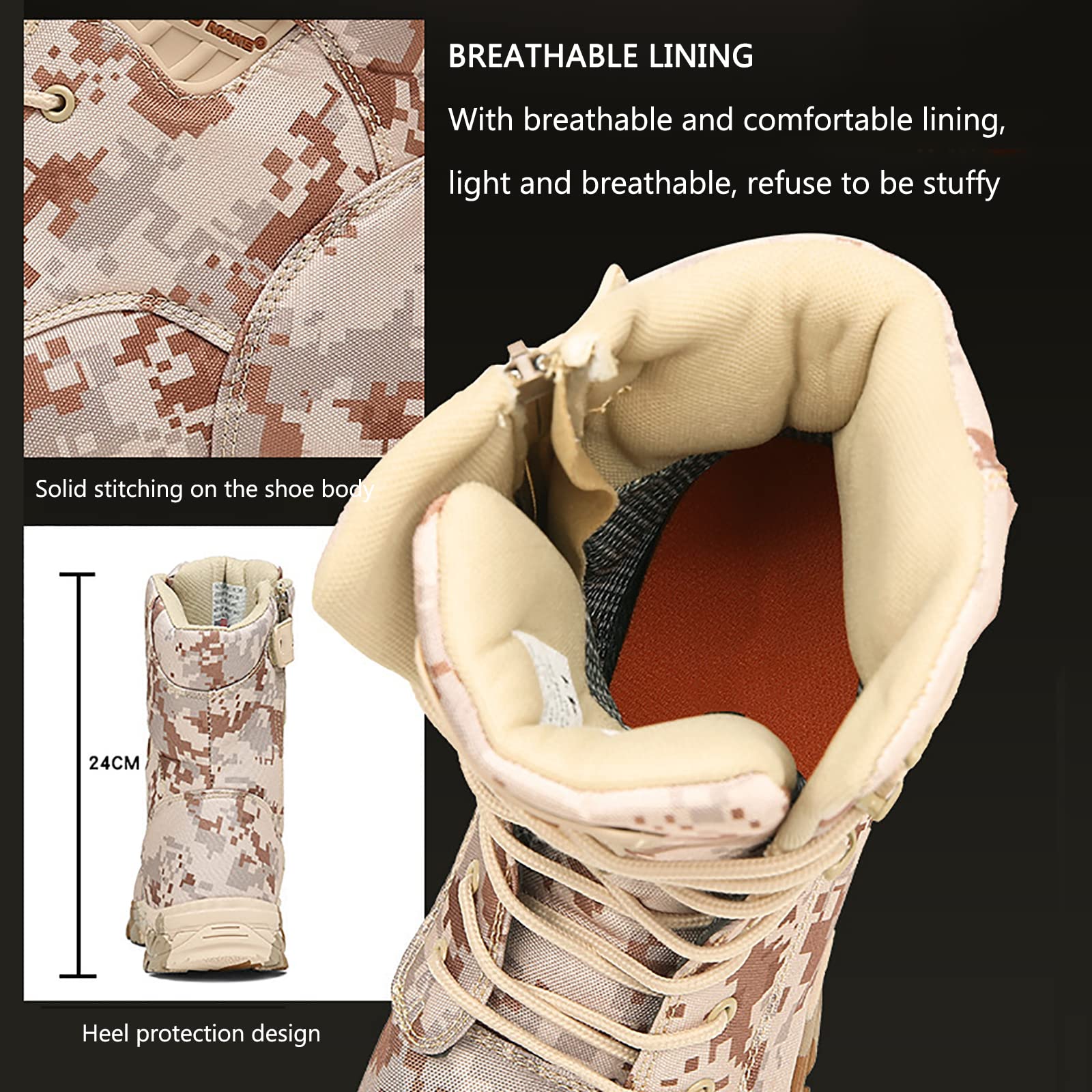 Taktyczne buty bojowe, Męskie taktyczne wojskowe buty bojowe piesze wędrówki beżowo-zielone rozmiar 39-47 EU(Beige,45 EU)