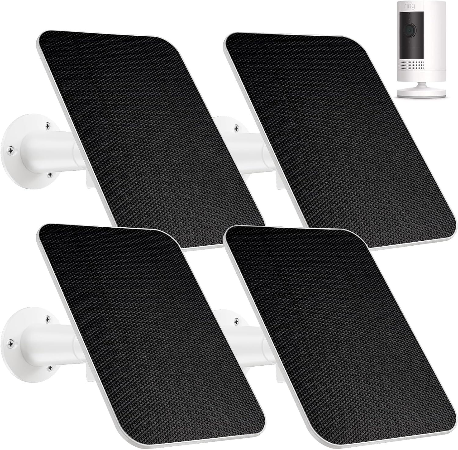 4W Solar Panel Compatible with Ring Spotlight Cam Battery & Stick Up Cam Battery, IP65 Waterproof Solar Panel for Ring Camera with 13Ft/4M Cable Power Your Ring Surveillance Cam Continuously (4 Pack)