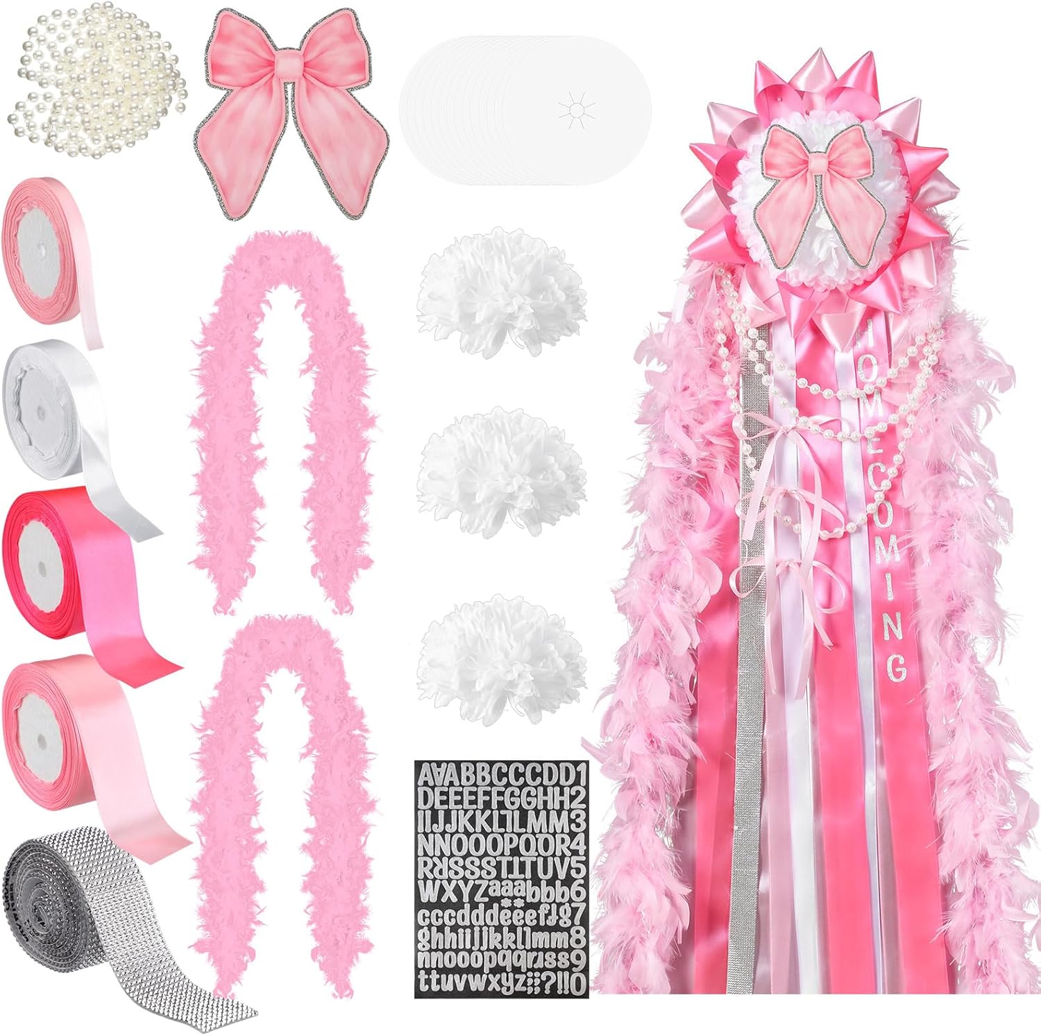 Suncalla 15 Pcs Homecoming Mum Supplies Set 6.5'' Artificial Mum Flower Paper Disc Ribbon Back to School DIY Craft Kit for Homecoming Week Gift Dancing Party Decor