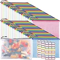 Vista 10 de 24 bolsas de malla con cremallera A4 para organización del aula, juegos de mesa y almacenamiento de rompecabezas, juguetes, cosméticos, bolsas
