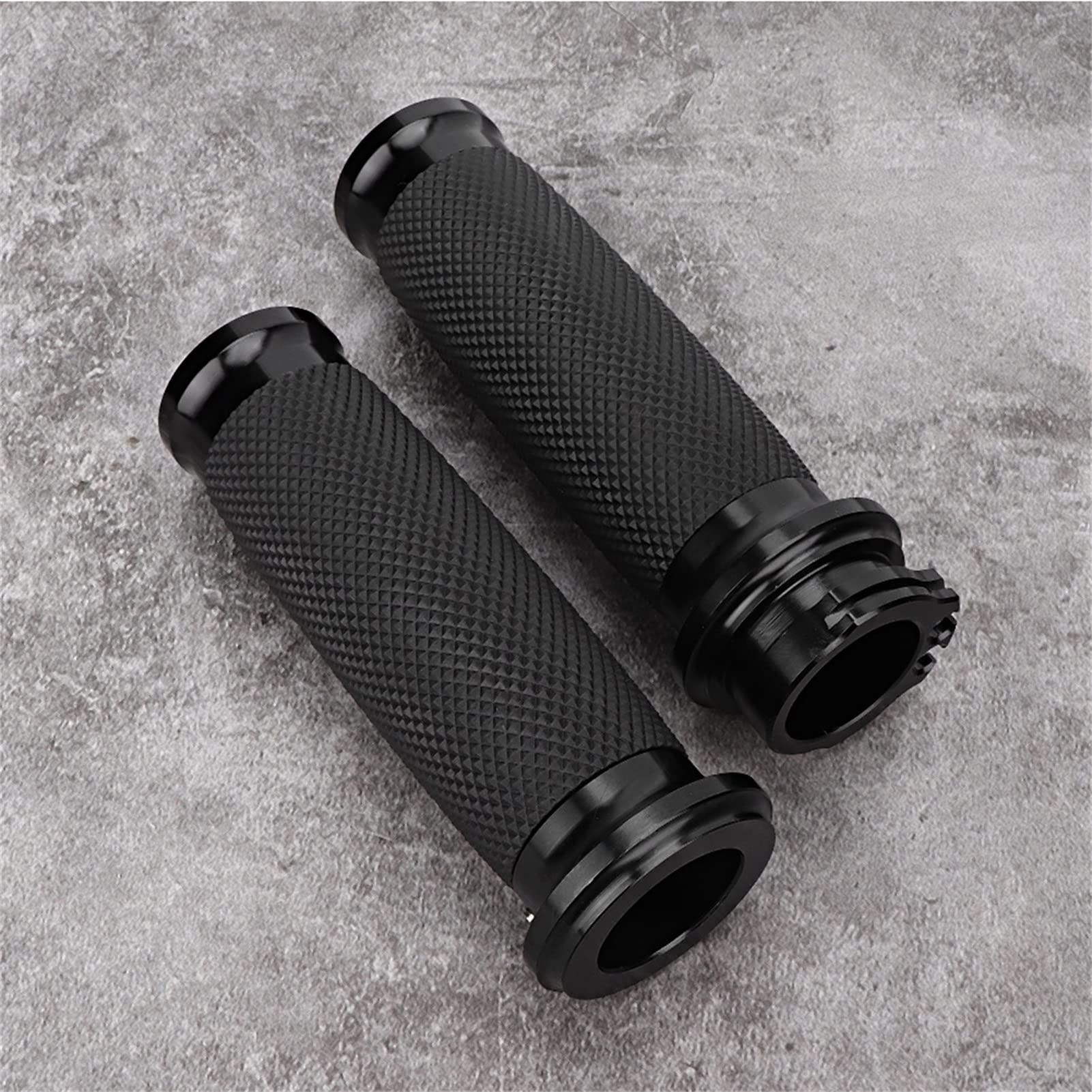 1 Paio di Impugnature Universali per Mm in Alluminio + Copertura Antiscivolo in Gomma per Manubrio(Nero)