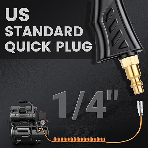 Miniatura 3 de Pistola de aire industrial con boquilla de aire de latón ajustable, pistola sopladora de aire de primera calidad con 2 extensiones de flujo de aire