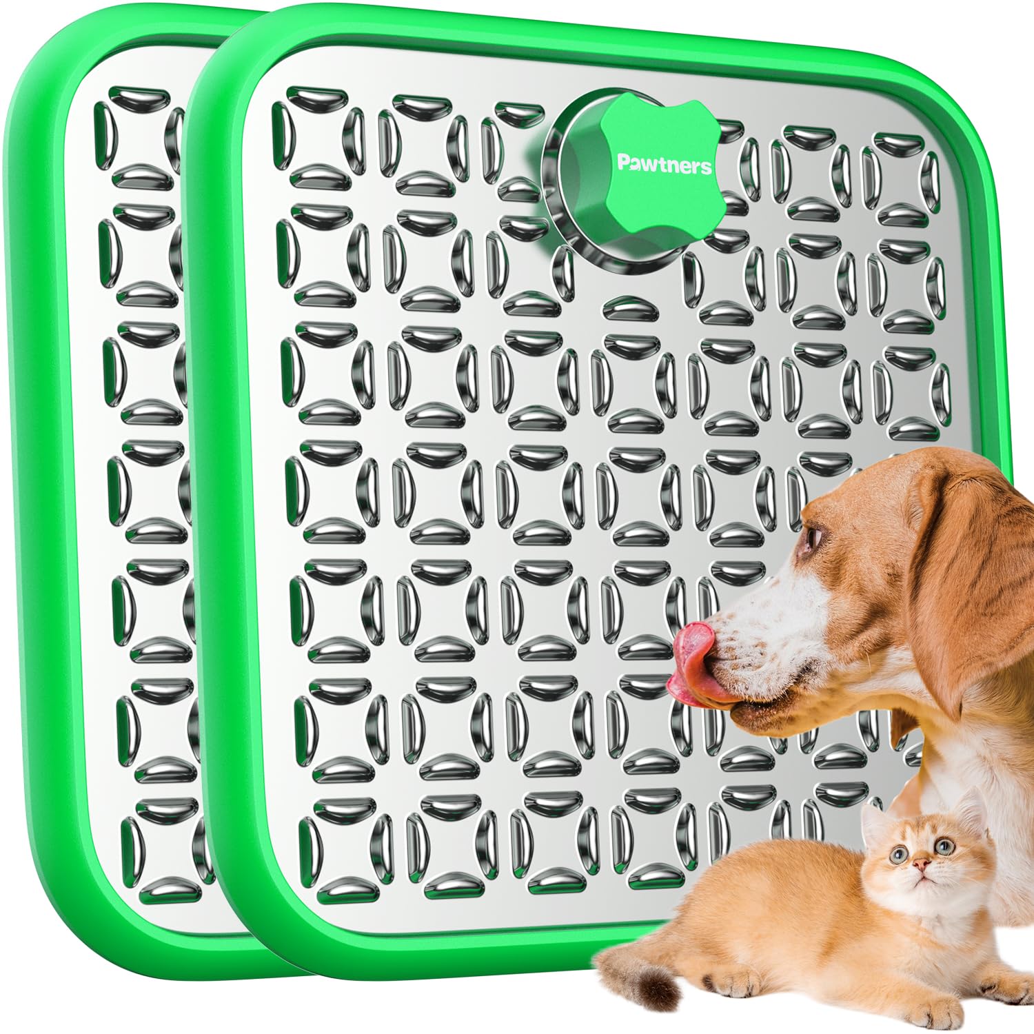 Alfombrilla para lamer para perros: paquete de 2 alfombrillas de acero inoxidable para gatos, alfombrilla para lamer jaula para perros de raza grande, alfombrilla de alimentación lenta para perros